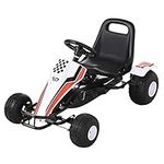 Aosom Kids Pedal Go Kart Children Racing Style Ride on Car with Adjustable Seat, Plastic Wheels, Handbrake and Shift Lever for 3-8 Years Old