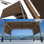 ShadeMart 10' W x 20' L Brown Pergola Shade Cover with Stainless Steel Weighted Rods and Grommets - Outdoor Patio Canopy Replacement - Commercial Grade 260 GSM Cloth (We Make Custom Size)