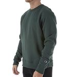 Champion Men's Powerblend Fleece Crew, C Logo, Dark Green, Large