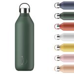 Chilly's Series 2 Bottle - Stainless Steel Thermal Bottles with Double Wall Vacuum, Soft Collar & Carry Loop - Pine Green, 1000ml