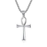 AmDxD Men's Pendant Necklace in Stainless Steel, Pendant Cross Necklace Men for Women Men, Silver, Stainless Steel, Without zirconia