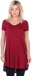 Popana Womens Short Sleeve Summer Tunic Tops to Wear with Leggings Loose Fit Plus Size Made in USA Medium Burgundy