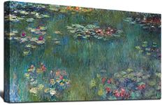 Large Water Lilies by Claude Monet Canvas Wall Art Famous Painting - Classic Canvas Art Wall Decor Picture Print with Framed for Home Office Wall Decor-20" x40"