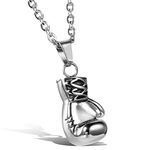 Oidea Mens Necklace, Gothic Punk Silver Boxing Glove Pendant Necklace for Men, Stainless Steel, 21.65'' Chain, with Gift Bag, Birthday Valentine Gift