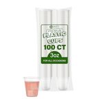 PARTY BARGAINS Clear Plastic Cups, 3 oz, 100 Pack – Disposable Drinking Cups for Juice, Iced Coffee, Soda, and Water