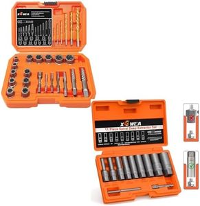 XEWEA 26PCS Screw & Bolt Extractor with Left Drill Bit Set【with Hex Adapter】and 11PCS Deep Spiral Bolt Extractor, EZ Out Socket Set for Damaged,Frozen,Rusted, Bolts, Nuts, Screws & Studs Kit,
