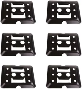 DC Cargo E Track Tie-Down Mini Trailer Plate 6" x 5" (Pack of 6), 2 E Track Slots. Heavy Duty Black Steel, Bolt-on E-Track Cargo Tie-Downs w/ 2 E Track Slots & F Track for Trucks, Vans, Trailers, Boat