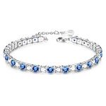 Ankle Bracelets for Women,Sterling Silver Ankle Bracelets,JDGEMSTONE Blue CZ Silver Anklets for Women,Bling Women's Anklets,Gift for Birthday,Anniversary,Summer Tennis Ankle Bracelet for Women 7.2+2in