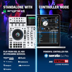 Denon DJ PRIME 4+ White DJ Controller – 4-Deck Standalone Mixer