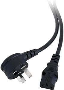 IEC C13 Power Lead Cable for TV- 3M Right Angle Power END - Black - Approved