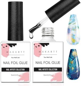 Makartt Nail Foil Glue Gel for Nail, Foil Gel Transfer for Nails Art Stickers Strong Adhesion Foil Transfer Gel Soak Off Nail Foil Kit Gel Nail Glue Manicure Salon DIY UV Lamp Required 15ML 2pcs