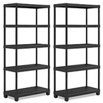 2 x 5 TIER PLASTIC SHELVING UNIT STORAGE RACKING SHELVES GARAGE WAREHOUSE SHED