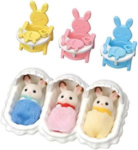 Calico Critters Triplets Care Set - Dollhouse Playset with 3 Hopscotch Rabbit Figures & Accessories Included