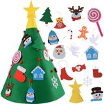 YHRDPP 3D DIY Felt Christmas Tree Set, Christmas Tree Ornaments Kit for Kids, Christmas Tree for Toddlers with Ornaments, Xmas Gifts for Kids, New Year Christmas Decorations, Toddlers Gifts (Green)