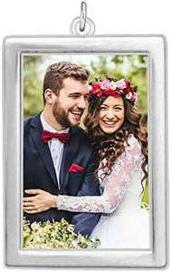 Wedding Bouquet Photo Charm Silver Plated Rectangle Double Sided 1 1/4" x 1" Size