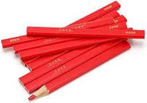 10Pcs Carpenter Pencils, Red Core Oval 2?Head Wood Carpenter Pencil, Woodworking Marking Hand Tools, 170mm