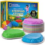 NATIONAL GEOGRAPHIC Stepping Stones for Kids – Durable Non-Slip Stones Encourage Toddler Balance & Gross Motor Skills, Indoor & Outdoor Toys, Balance Stones, Obstacle Course (Set of 10)