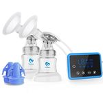 Bellababy Electric Breast Pump Portable, Double Breast Pump 4 Modes & 9 Levels Efficient Suction, Touch Control LED Timer Display Rechargeable, Comes with 21mm, 24mm, 27mm Flanges and Milk storage Bags