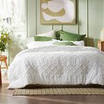 Bedsure Duvet Cover Queen Size - Queen Duvet Cover Set, Boho Bedding Queen for All Seasons, 3 Pieces Embroidery Shabby Chic Spring Bedding Duvet Covers (White, Queen, 90x90)