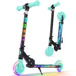 BELEEV V3 Scooters for Kids with Light-Up Stem & Deck & Wheels, 2 Wheel Folding Scooter Ages 3-12, 4 Adjustable Height, Non-Slip Pattern Deck, Lightweight Kick Scooter with Kickstand for Girls Boys