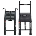 5M/16.5FT Telescoping Ladder, Aluminum Telescopic Ladder with 2 Detachable Hooks,Extension Ladder Fully Extended 197",Multi-Purpose Ladder for Home Use or Outdoor Working,330 Lb Capacity,EN131