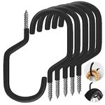 Garage Storage J Screw Hooks，6 Pack Heavy Duty Rubber Coated Extra-Large Bike Storage Hook Rack Stands Accessories Screw in Hook for Hanging Garage Ceiling Wall Bicycle Storage, Utility Tool Hanger