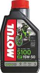 Motul 104080 5100 4T Hybrid 15W-50 API SM Technosynthese Semi Synthetic Engine Oil for Bikes (1 L)