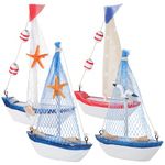 SHINEOFI 4Pcs Mini Sailboat Model Decoration Wooden Miniature Sailing Boat Mini Sailboat Ornaments for Home Party Decor