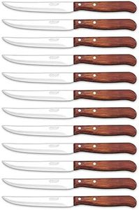 Arcos Serie Latina - Caja 12 uds Cuchillo para Verduras - Hoja de Acero Inoxidable Nitrum de 105 mm - Mango de Madera comprimida Color marrón (12 UDS)