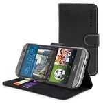 HTC One M9 Case, Snugg Black Leather Flip Case [Card Slots] Executive HTC HTC One M9 Wallet Case Cover and Stand Legacy Series