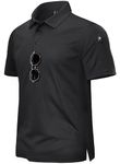 TACVASEN Mens Golf Polo Shirt Short Sleeve Work Polo T-Shirts Quick Dry Outdoor Polo Tops Hiking Walking Shirts Black,XL