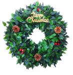 Forty Wings Pinecone Big 18'" Green Leaf Christmas Xmas Wreath Holiday Door Decorations Xmas Wall Wreath Christmas Welcome Wreath Christmas Decor (Santa Clause Wreath)