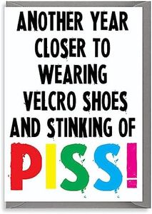 Cheeky Chops Carte d'anniversaire amusante, pour lui, elle, bestie, insulte, ami, collègue, famille, grossier – Chaussons Velcro C226