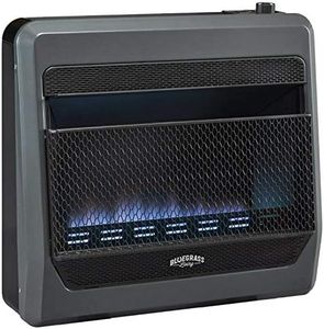 Bluegrass Living B30TPB-BB Ventless Propane Gas Blue Flame Space Heater with Thermostat Control, 30000 BTU, Heats Up to 1400 Sq. Ft., Includes Wall Mount, Base Feet, and Blower, Black