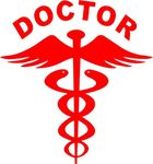 CVANU (Pack of 2) Red Doctor car Decal Sticker(14.5Cm X 15.5 Cm)