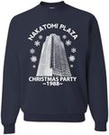 Wild Bobby Season's Greeting From Nakatomi Plaza Ugly Christmas Sweater Crewneck Graphic Sweatshirt, Navy 1, XX-Large