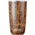 S'well Tumbler with Lid, 530ml, Teakwood, BPA/BPS-Free Vacuum Triple-Insulated and Leak-Proof Travel Cup for Hot and Cold Beverages On-The-Go up to 12h Cold/4h Hot