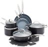 GreenPan Valencia Pro Ceramic Nonstick 11 Piece Cookware Set, Hard Anodized PFAS-Free Pots & Pans, Induction Ready, Compatible on All Cooktops, Dishwasher Safe, Oven Safe to 600F, Gray