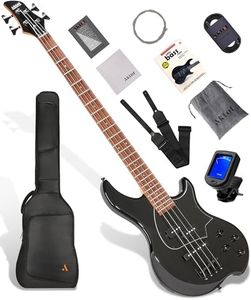 AKLOT Multi-Style Electric Bass Guitar: Precision & Jazz Dual Pickup, Roasted Maple Neck, 4-String Full Size Bass with Lesson Book, Gig Bag for Rock Pop Funk Slap, 2-Year Warranty (Helix PJ4-BK)