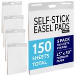 Impresa Self-Stick Easel Pads - Strong Adhesive Easel Pad - Sticks to Walls - Whiteboard & Glass - Premium No Bleed Paper - Thick Paper - Strong Staples - Pack of 5-30 Sheets Per Pad (25 x 30 Inch)