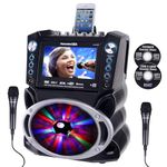 Karaoke USA DVD/CDG/MP3G System with 7" TFT Color Screen, Record, Bluetooth and LED Sync Lights