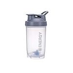 Protein Shaker Cup Sports Supplements Shakers with Mixer Ball Fitness Milkshake Portable Workout Water Cup 500 ml-Grey