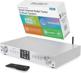 Bluetooth Internet Radio with DAB+ | Digital Tuner for Hifi Stack|FM, Spotify Connect, Podcasts | 90+ Presets, Colour LED Display | USB, AUX, RCA | Remote Control | MAJORITY Fitzwilliam 2024 (Silver)