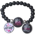 Sportybella Cheer Interchangeable Snap Charm Bracelet- Beaded Cheerleading Jewelry for Cheerleaders and Teams