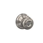 Schlage F51A GEO 619 Georgian Keyed Entry Knob, Satin Nickel