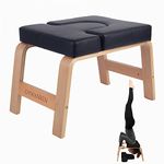 ovwanren Yoga Headstand Bench- Stand Yoga Chair for Family, Gym - Wood and PU Pads - Relieve Fatigue and Build Up Body (black)