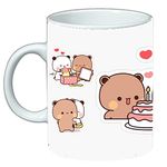 Moda Bella Cute Designer Bubu Dubu Printed Microwave Safe Ceramic Tea & Coffee Mug Best Gift for Kids Boyfriend Girfriend Brother 300 ml