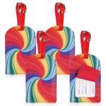 Luggage Tags, 4 Pcs PU Leather Luggage Tags for Suitcases, Rainbow Travel Tags for Luggage, Suitcase Labels with Name ID Card, Baggage Tags for Travel Privacy Protection, Preventing Loss