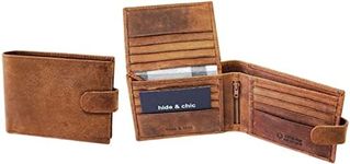 hide & chic Men's RFID Security Lined Vintage Wallet Full Grain Cow Hide Hunter Leather 12006