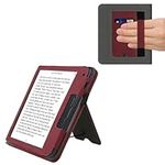 kwmobile Case Compatible with Kobo Libra 2 - Cover Faux Nubuck Leather e-Reader Flip Case - Dark Red